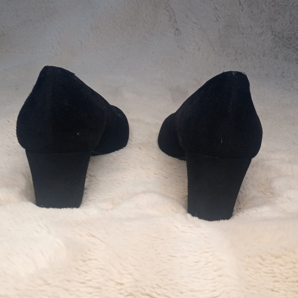 Stuart Weitzman Black Suede Marymid Block Heel Classic Festive Elegant Pump 8 - Picture 6 of 9